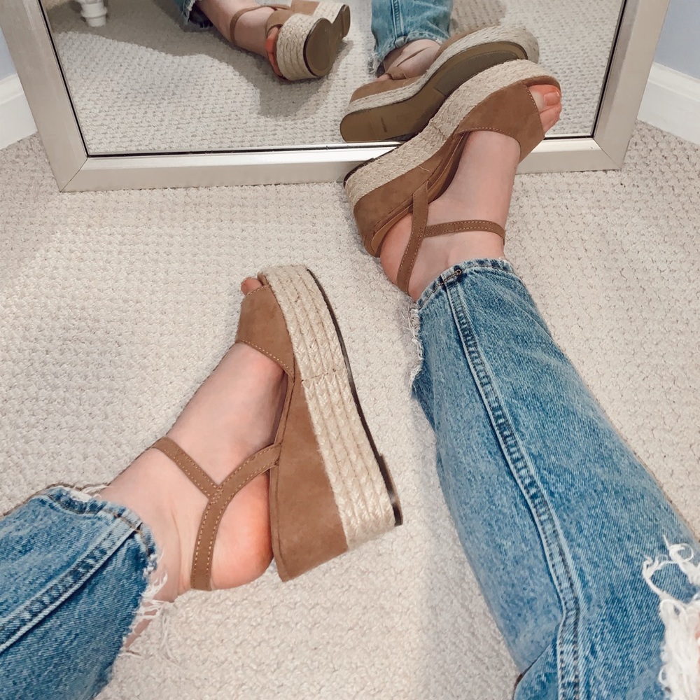 Brown Wedge Sandals, 7.5